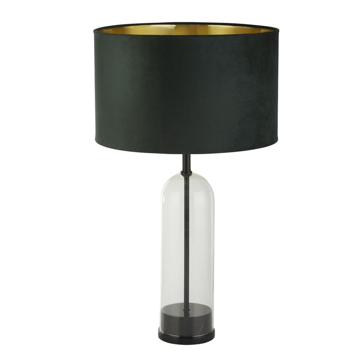 Searchlight 81711GR Oxford Table LampGlass Black Metal Marble Green Velvet