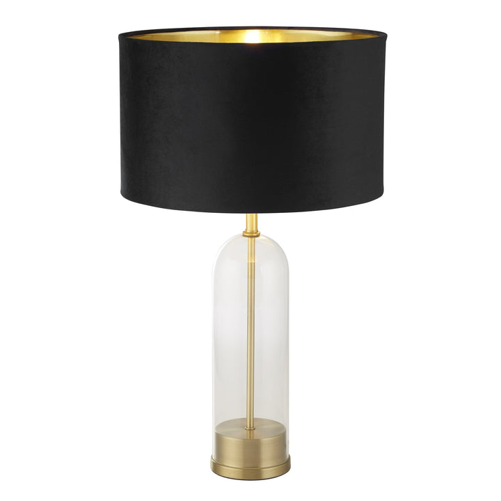 Searchlight 81712BK Oxford Table Lamp Glass Brass Metal Black Velvet Shade