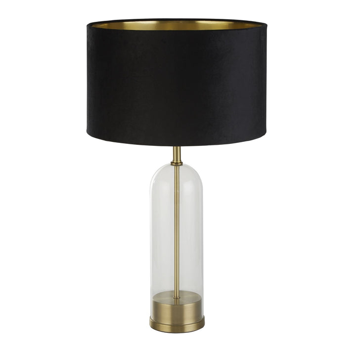 Searchlight 81712BK Oxford Table Lamp Glass Brass Metal Black Velvet Shade