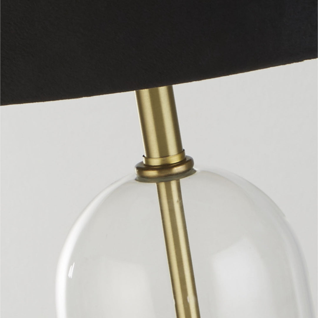 Searchlight 81712BK Oxford Table Lamp Glass Brass Metal Black Velvet Shade