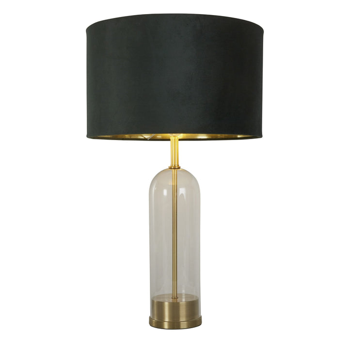 Searchlight 81712GR Oxford Table Lamp Glass Brass Metal Green Velvet Shade