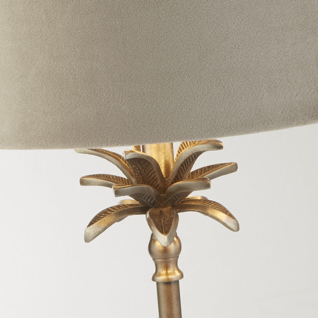 Searchlight 81210TA Palm Table Lamp Antique Nickel Metal Taupe Velvet Shade