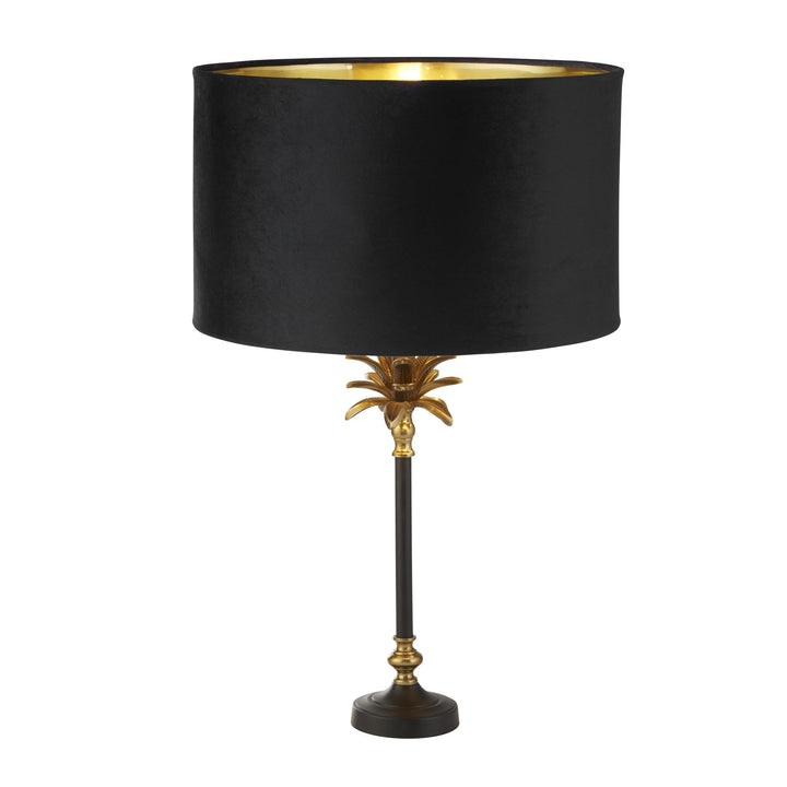 Searchlight 81211BK Palm Table Lamp Black Antique Brass Metal Black Shade