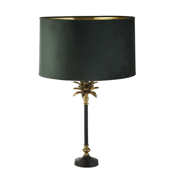 Searchlight 81211GR Palm Table Lamp Antique Brass Black Green Velvet Shade
