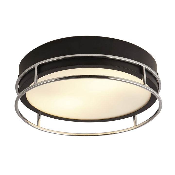 Searchlight 62012-2CC Phoenix Bathroom 2 Light Flush Black Chrome Metal Frosted Glass