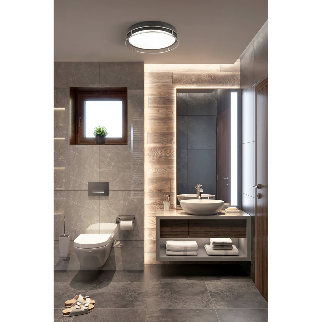 Searchlight 62012-2CC Phoenix Bathroom 2 Light Flush Black Chrome Metal Frosted Glass