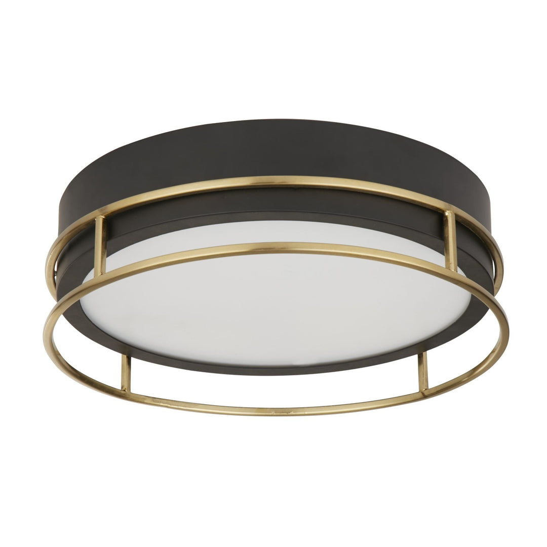 Searchlight 62012-2PB Phoenix Bathroom 2 Light Flush Black Brass Metal Frosted Glass