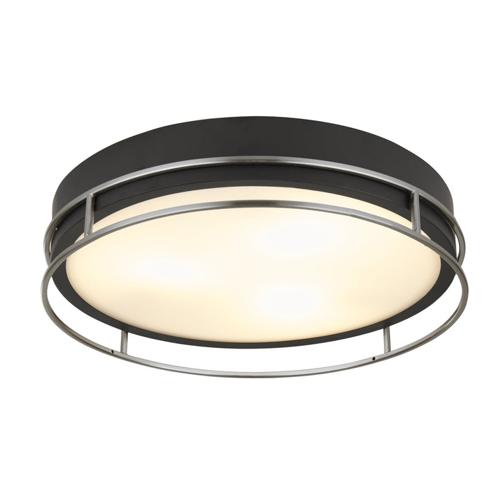 Searchlight 62013-3CC Phoenix Bathroom 3 Light Flush Black Chrome Metal Frosted Glass