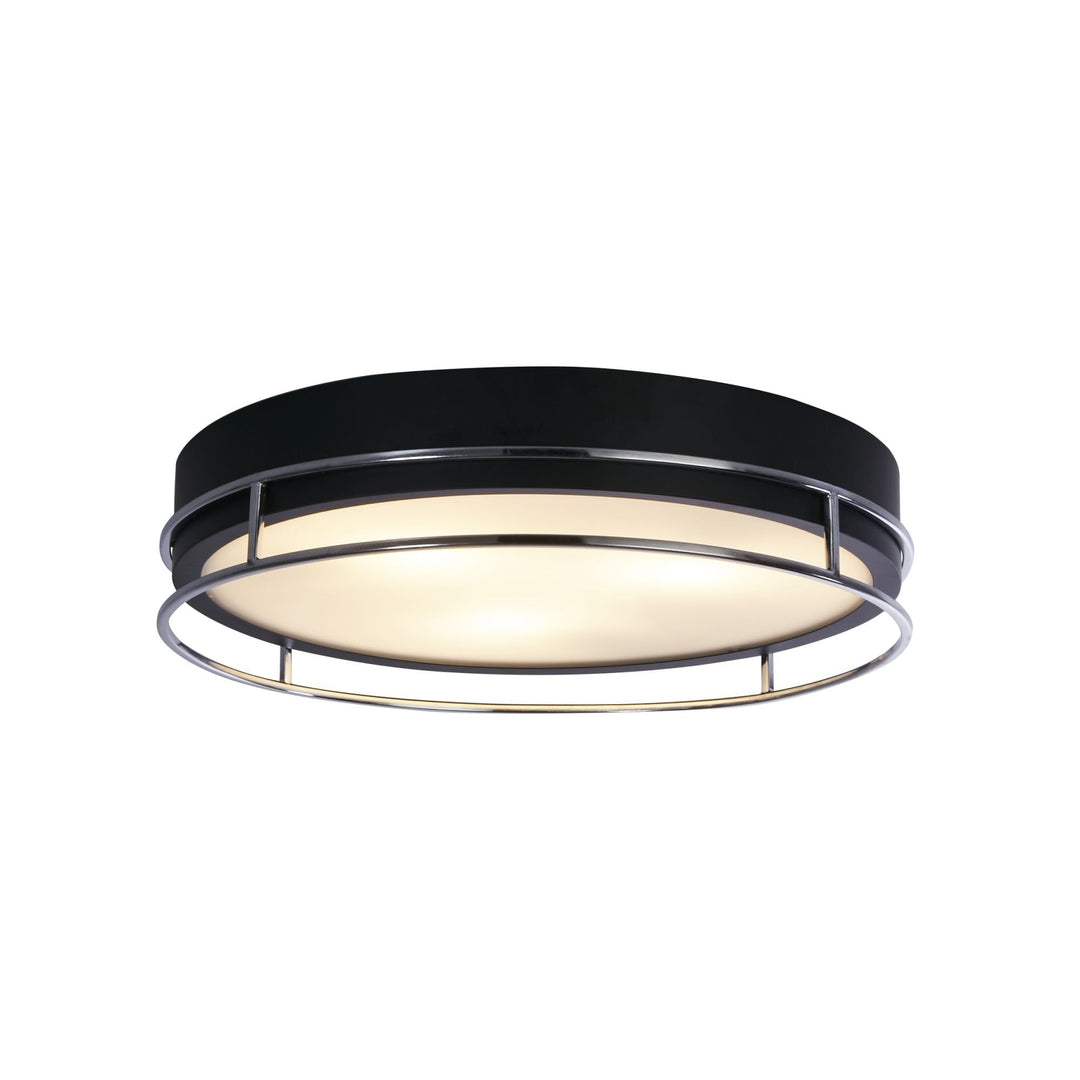 Searchlight 62013-3CC Phoenix Bathroom 3 Light Flush Black Chrome Metal Frosted Glass