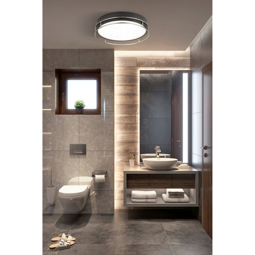 Searchlight 62013-3CC Phoenix Bathroom 3 Light Flush Black Chrome Metal Frosted Glass