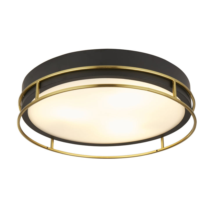 Searchlight 62013-3PB Phoenix Bathroom 3 Light Flush Black Brass Metal Frosted Glass