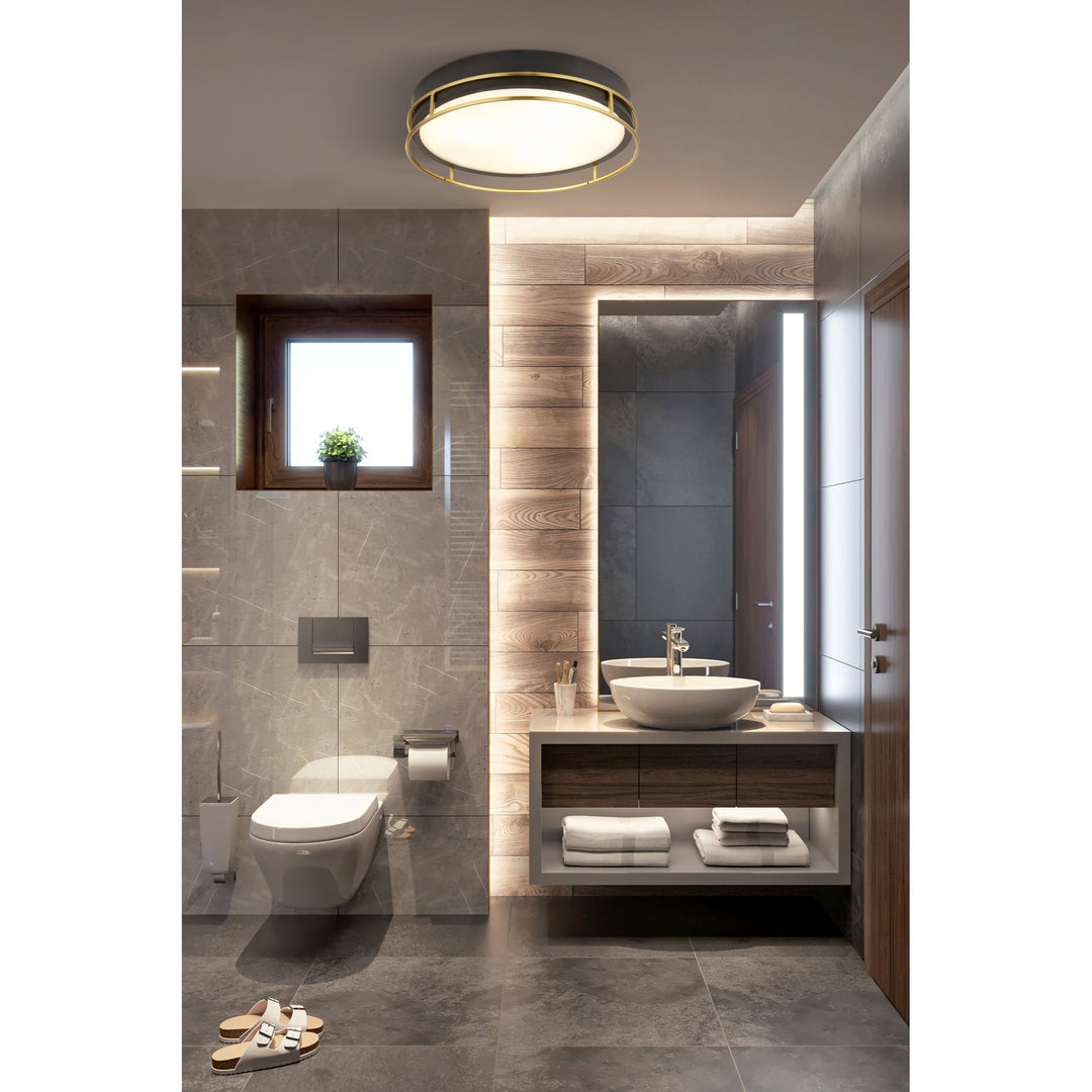 Searchlight 62013-3PB Phoenix Bathroom 3 Light Flush Black Brass Metal Frosted Glass