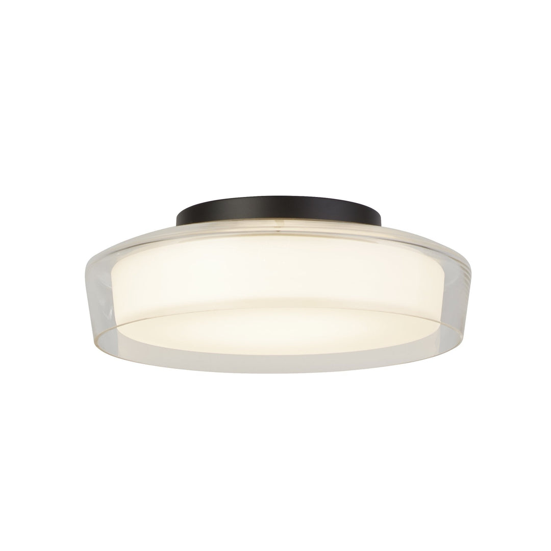 Searchlight 60961BK Puck | Bathroom LED Flush Ceiling Light | Black/Clear/Opal Glass