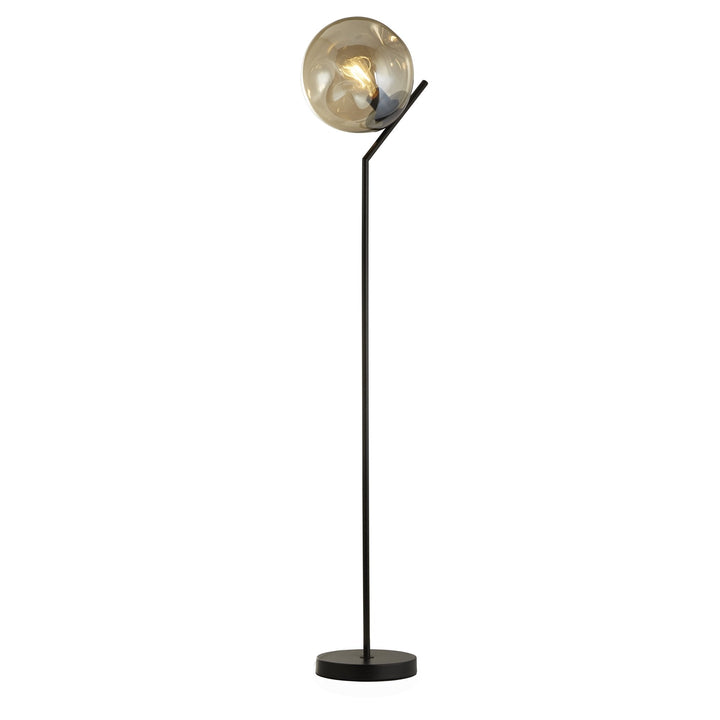 Searchlight 22122-1BK Punch Floor Lamp Black Metal Champagne Punched Glass