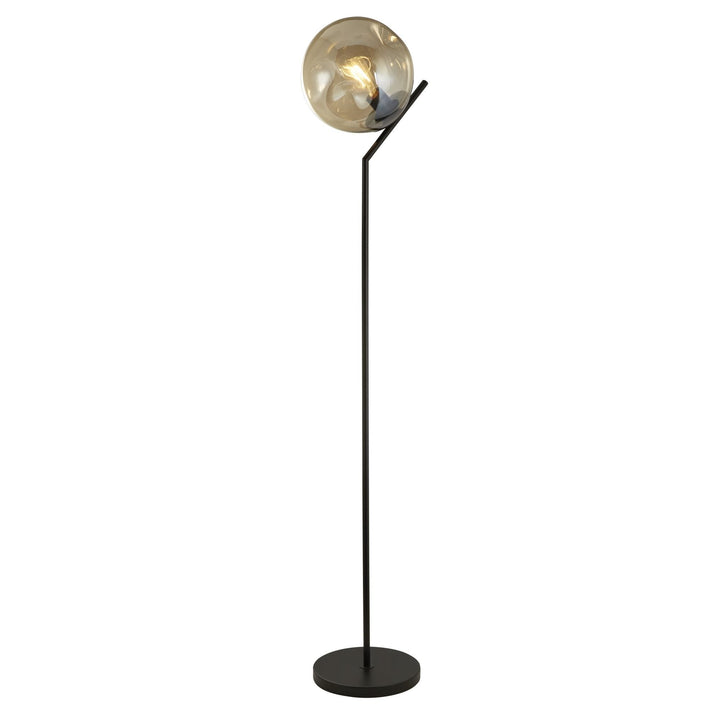 Searchlight 22122-1BK Punch Floor Lamp Black Metal Champagne Punched Glass