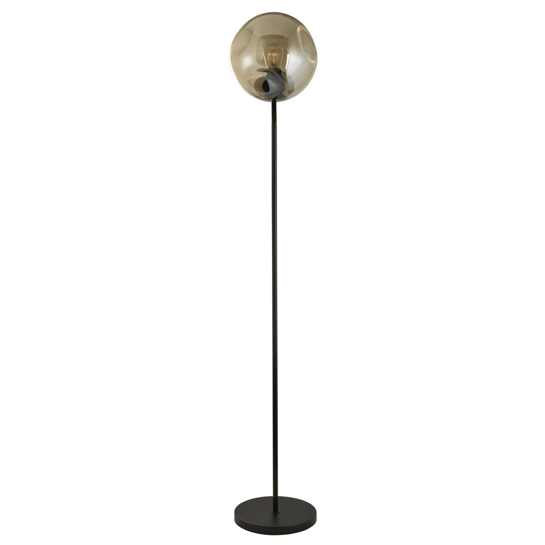 Searchlight 22122-1BK Punch Floor Lamp Black Metal Champagne Punched Glass