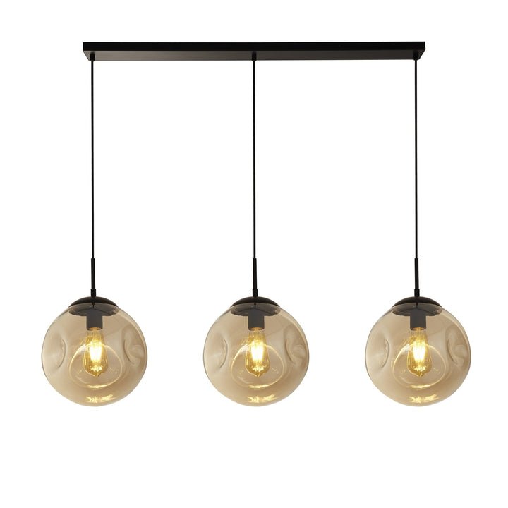 Searchlight 22123-3BK Punch 3 Light Bar Pendant Black Metal Champagne Punched Glass