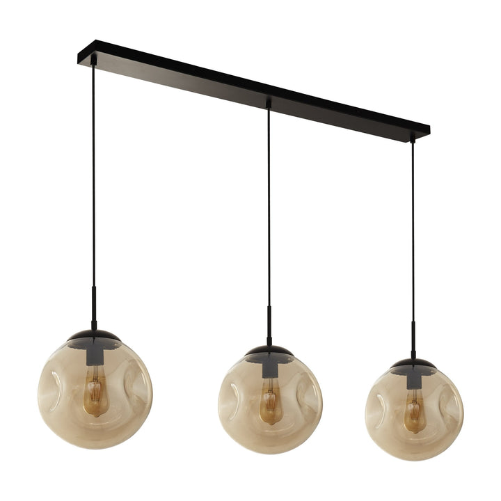 Searchlight 22123-3BK Punch 3 Light Bar Pendant Black Metal Champagne Punched Glass