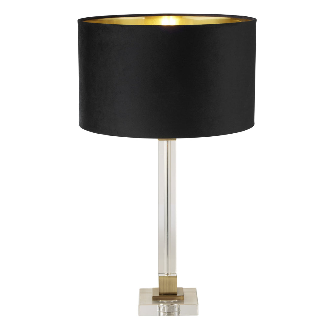 Searchlight 67521BK Scarborough Table Lamp Crystal Brass Metal Black Velvet