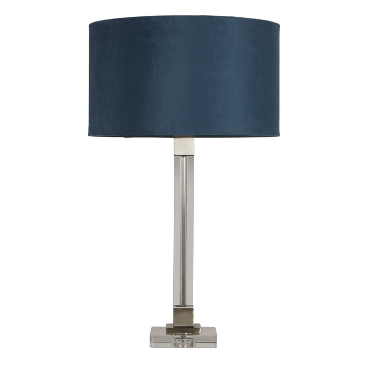 Searchlight 67521TE Scarborough Table Lamp Crystal Satin Nickel Teal Velvet