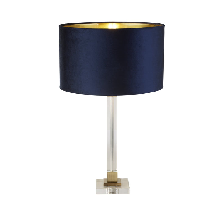 Searchlight 67522AZ Scarborough Table Lamp Crystal Brass Metal Navy Velvet