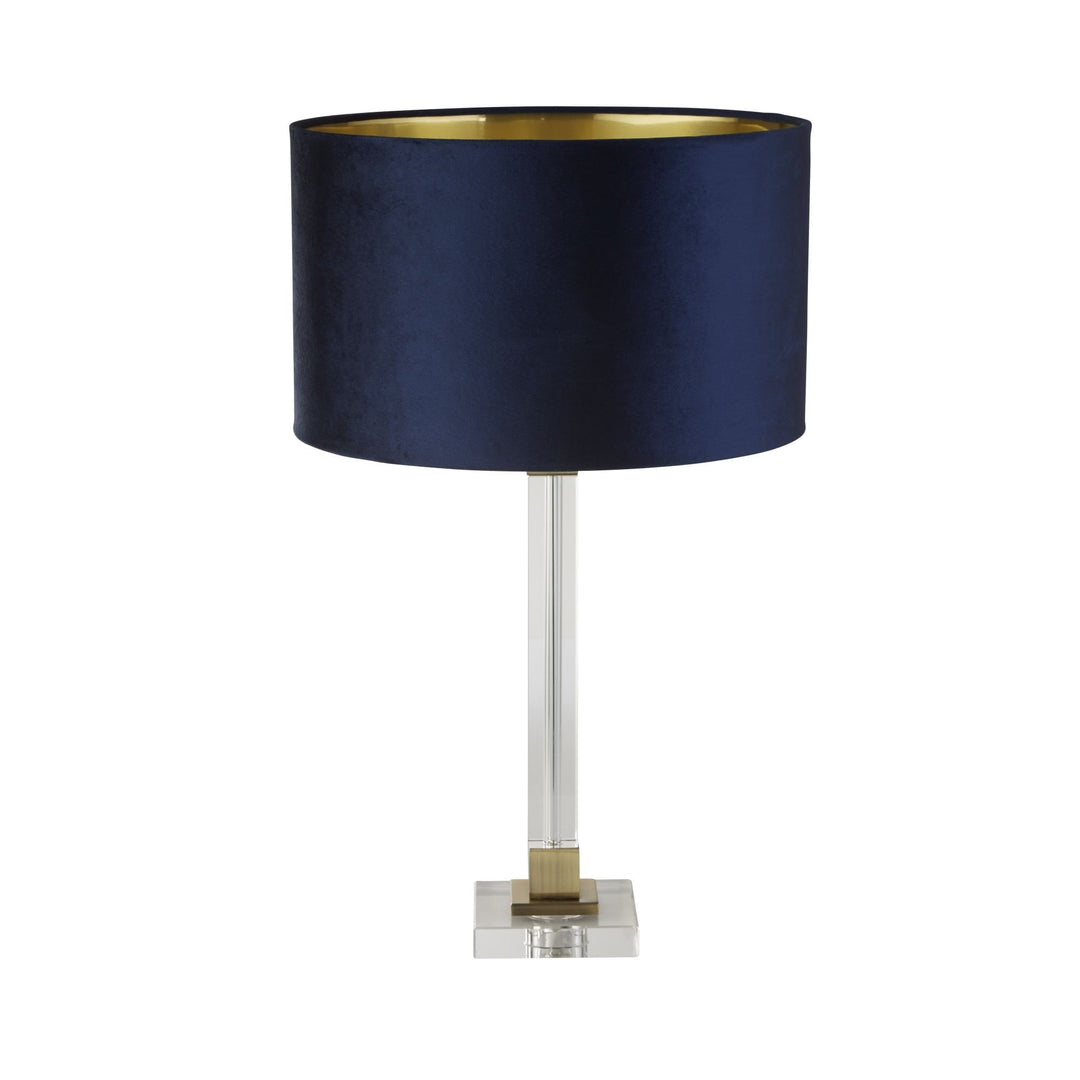 Searchlight 67522AZ Scarborough Table Lamp Crystal Brass Metal Navy Velvet