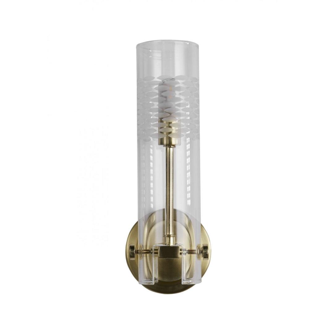 Searchlight 27981SB Scope Bathroom Wall Light Satin Brass Clear Etched Glass