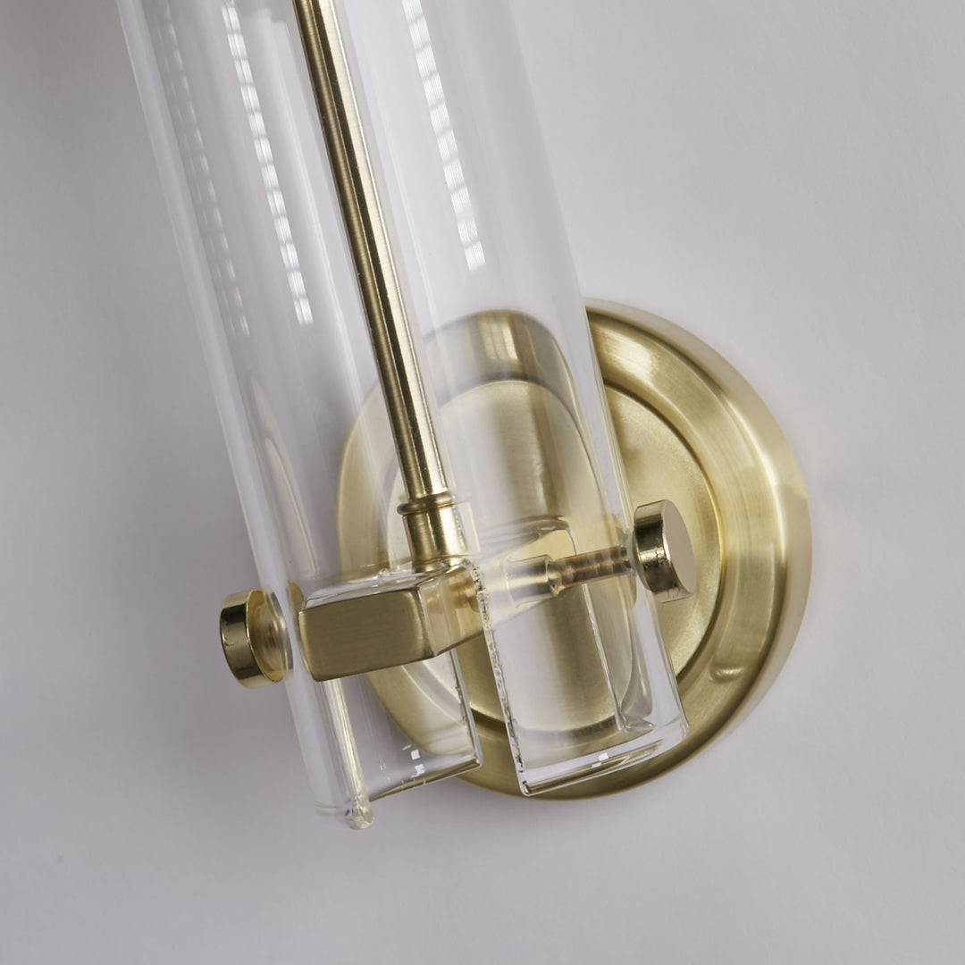 Searchlight 27981SB Scope Bathroom Wall Light Satin Brass Clear Etched Glass