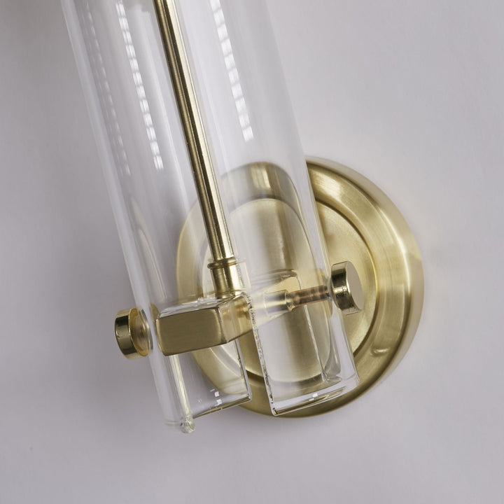 Searchlight 27981SB Scope Bathroom Wall Light Satin Brass Clear Etched Glass