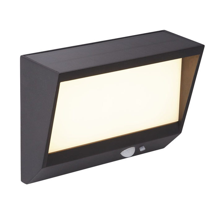 Searchlight 67418BK Solar Outdoor LED Wall Light Black Metal White Polycarbonate