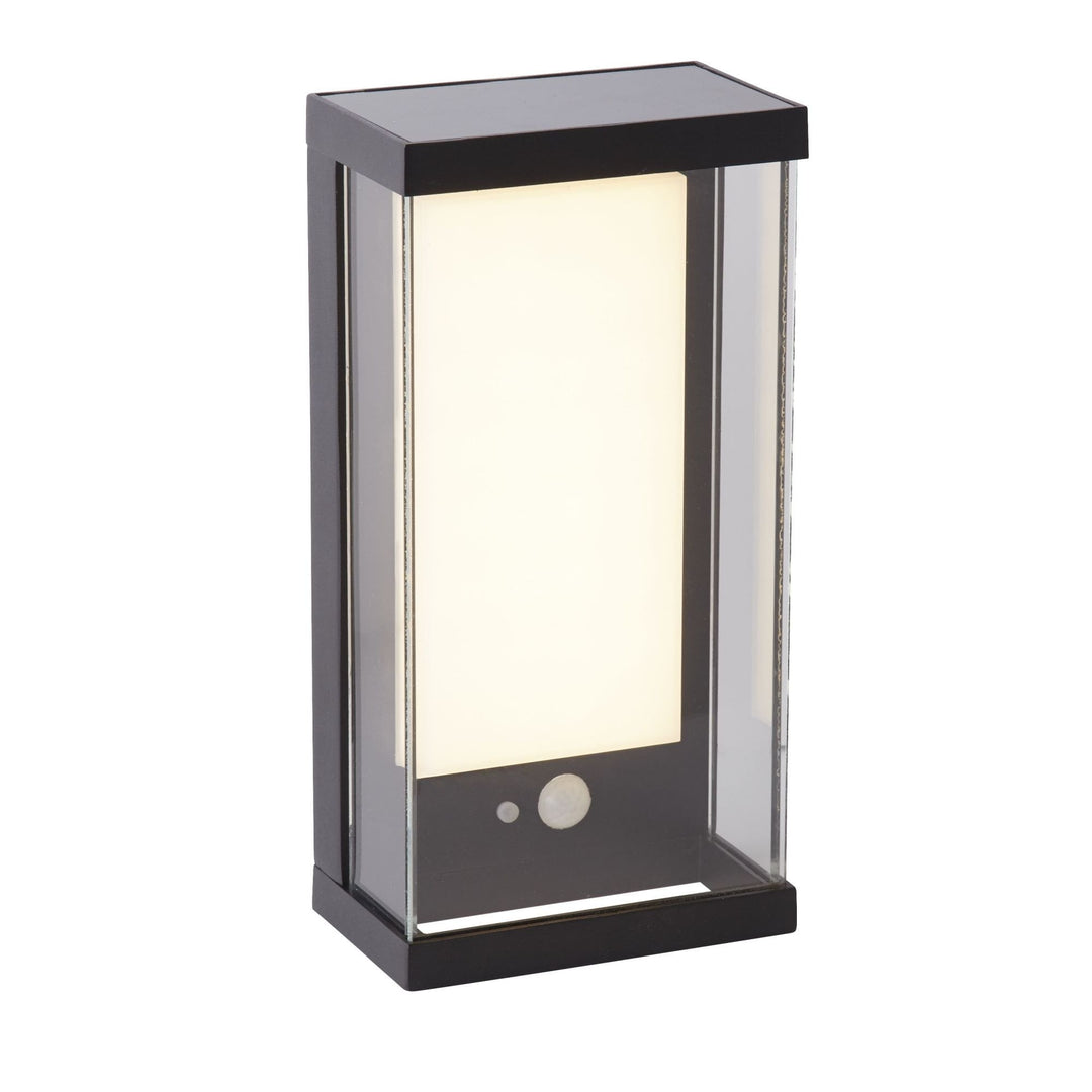 Searchlight 67419BK Solar Outdoor LED Wall Light Black Metal White Polycarbonate