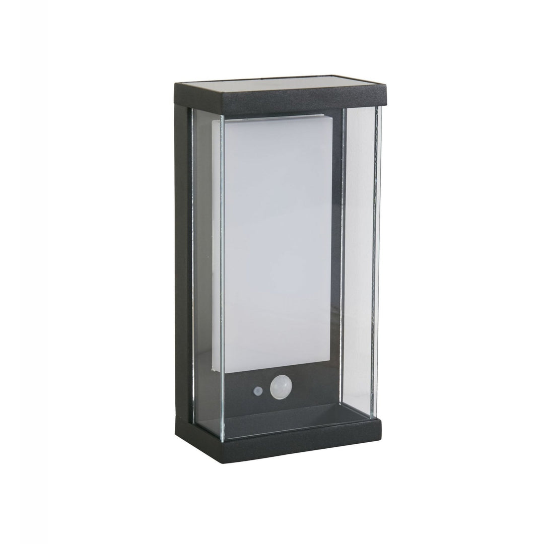 Searchlight 67419BK Solar Outdoor LED Wall Light Black Metal White Polycarbonate