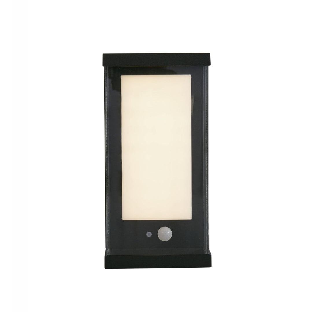 Searchlight 67419BK Solar Outdoor LED Wall Light Black Metal White Polycarbonate