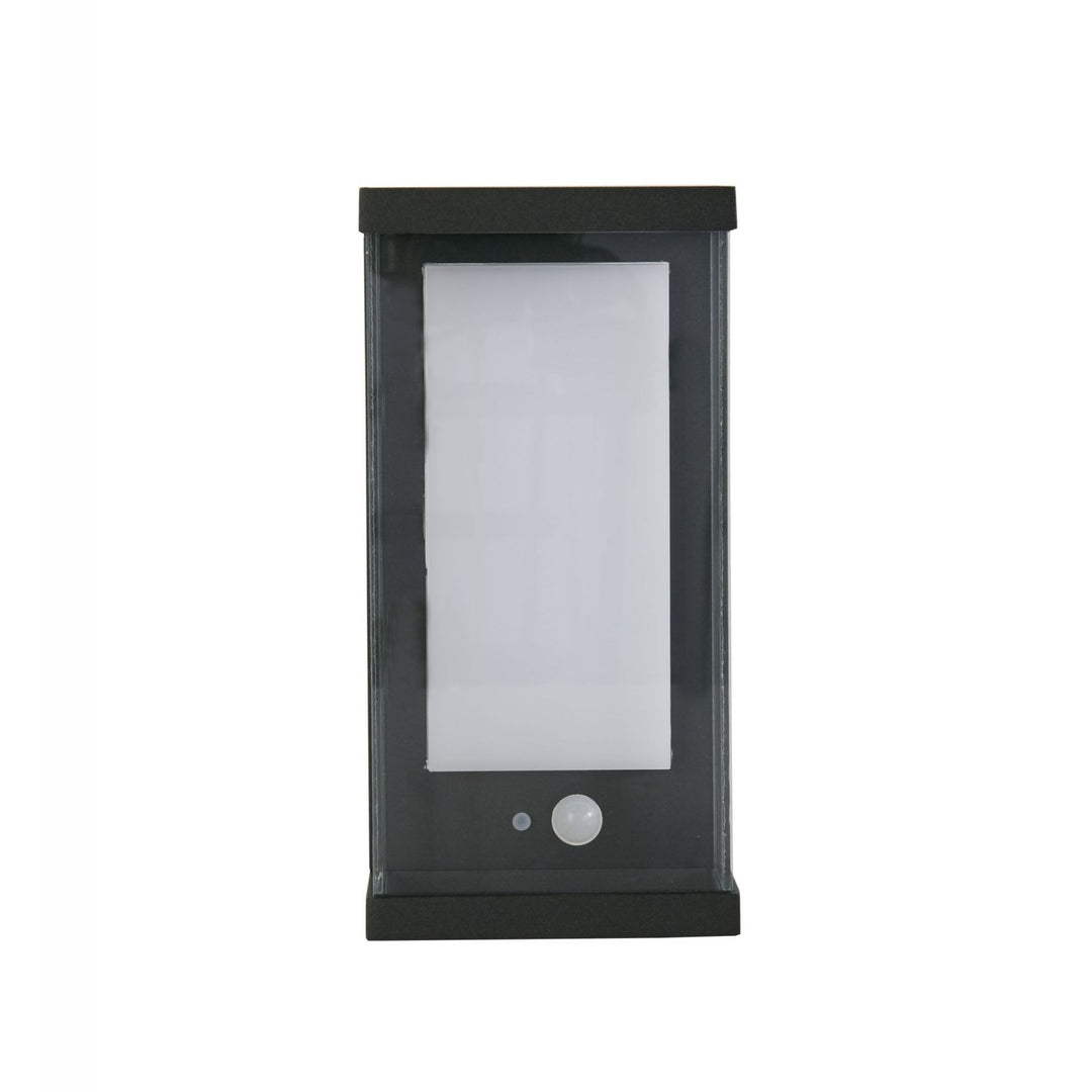 Searchlight 67419BK Solar Outdoor LED Wall Light Black Metal White Polycarbonate