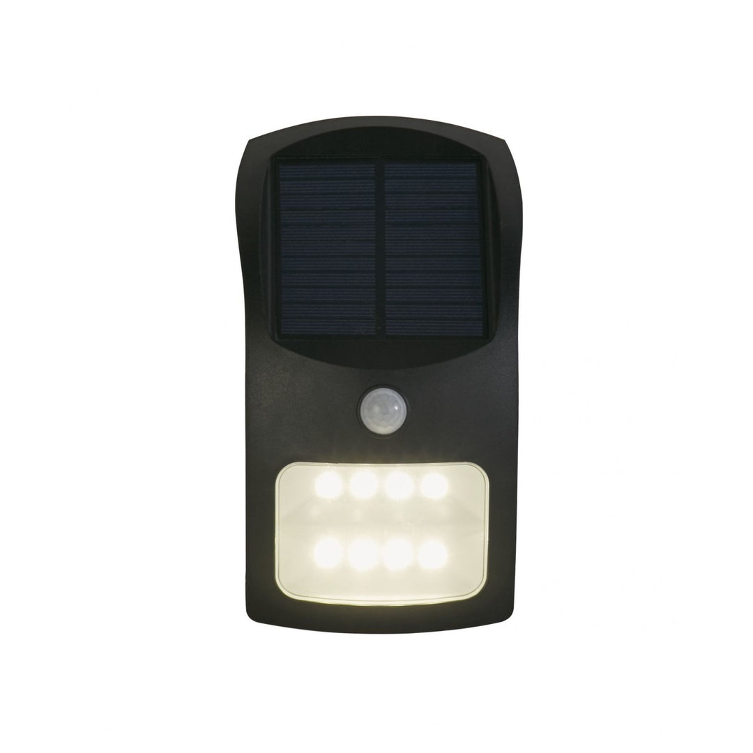 Searchlight 67420BK-PIR Solar Outdoor LED Wall Light Black Metal White Polycarbonate PIR