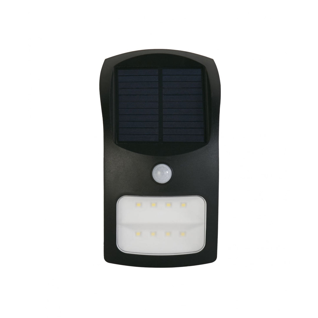 Searchlight 67420BK-PIR Solar Outdoor LED Wall Light Black Metal White Polycarbonate PIR
