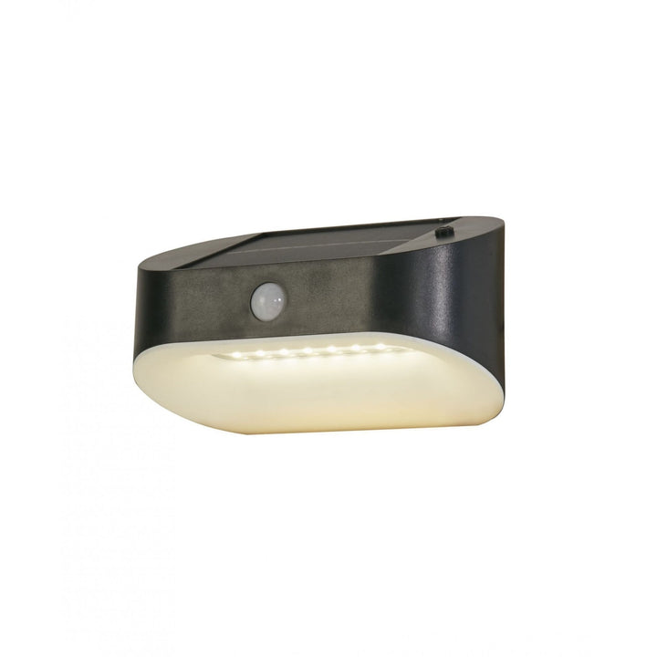 Searchlight 67421BK-PIR Solar Outdoor LED Wall Light Black Metal White Polycarbonate PIR