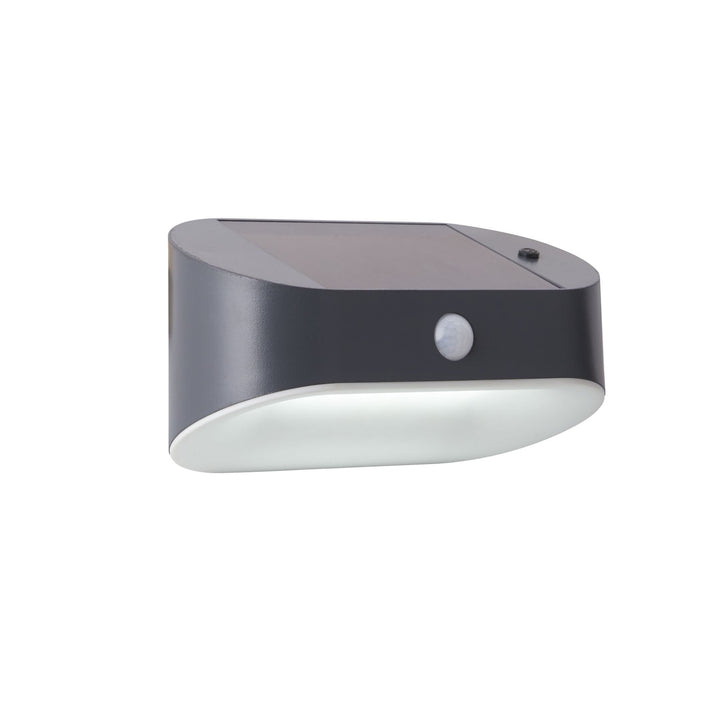 Searchlight 67421BK-PIR Solar Outdoor LED Wall Light Black Metal White Polycarbonate PIR