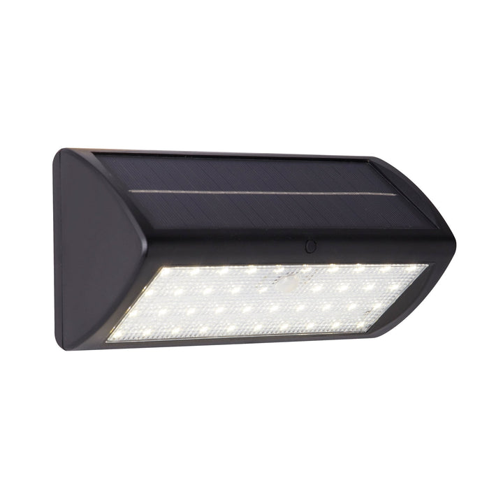 Searchlight 67422BK-PIR Solar Outdoor LED Wall Light Black Metal White Polycarbonate PIR