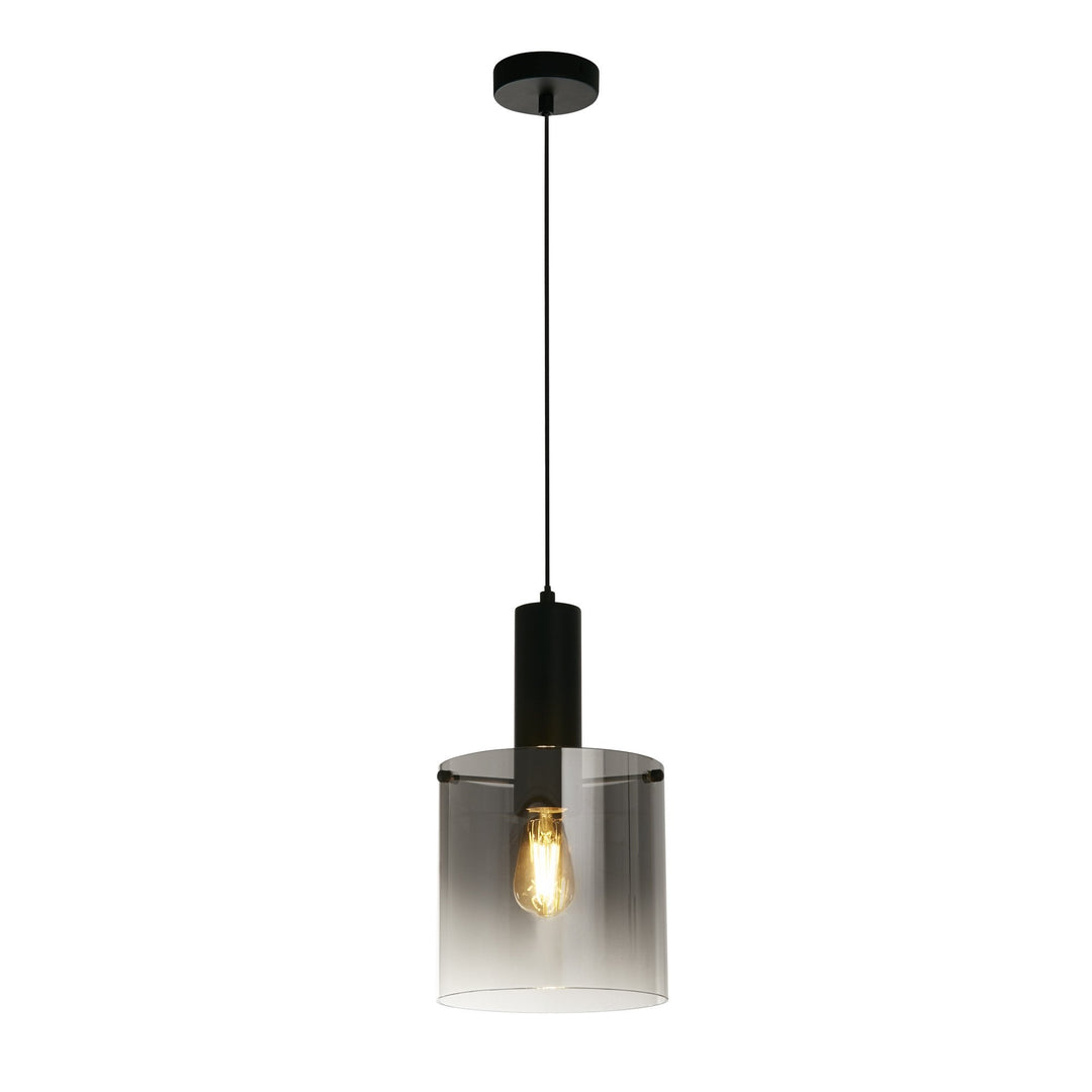 Searchlight 88910-1BK Sweden Pendant Matt Black Metal Smoked Ombre Glass