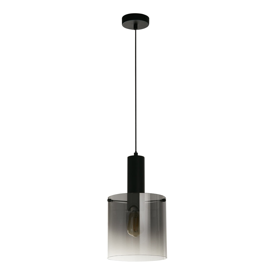 Searchlight 88910-1BK Sweden Pendant Matt Black Metal Smoked Ombre Glass