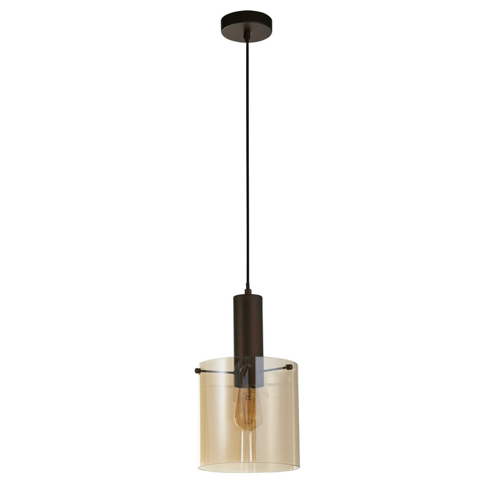 Searchlight 88910-1MO Sweden Pendant Mocha Metal Amber Glass