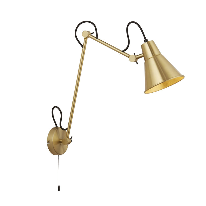 Searchlight 7403PB Swing Arm Wall Light Brass Metal