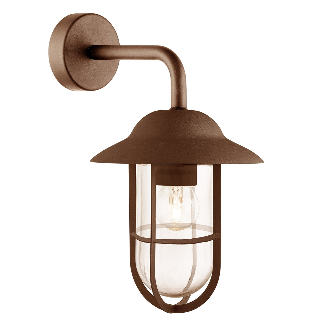 Searchlight 3291RUS Toronto Outdoor Wall Light Rustic Brown Metal Clear Glass