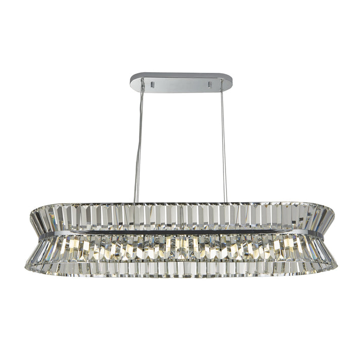 Searchlight 59410-10CC Uptown 10 Light Oval Pendant Chrome Metal Clear Crystal