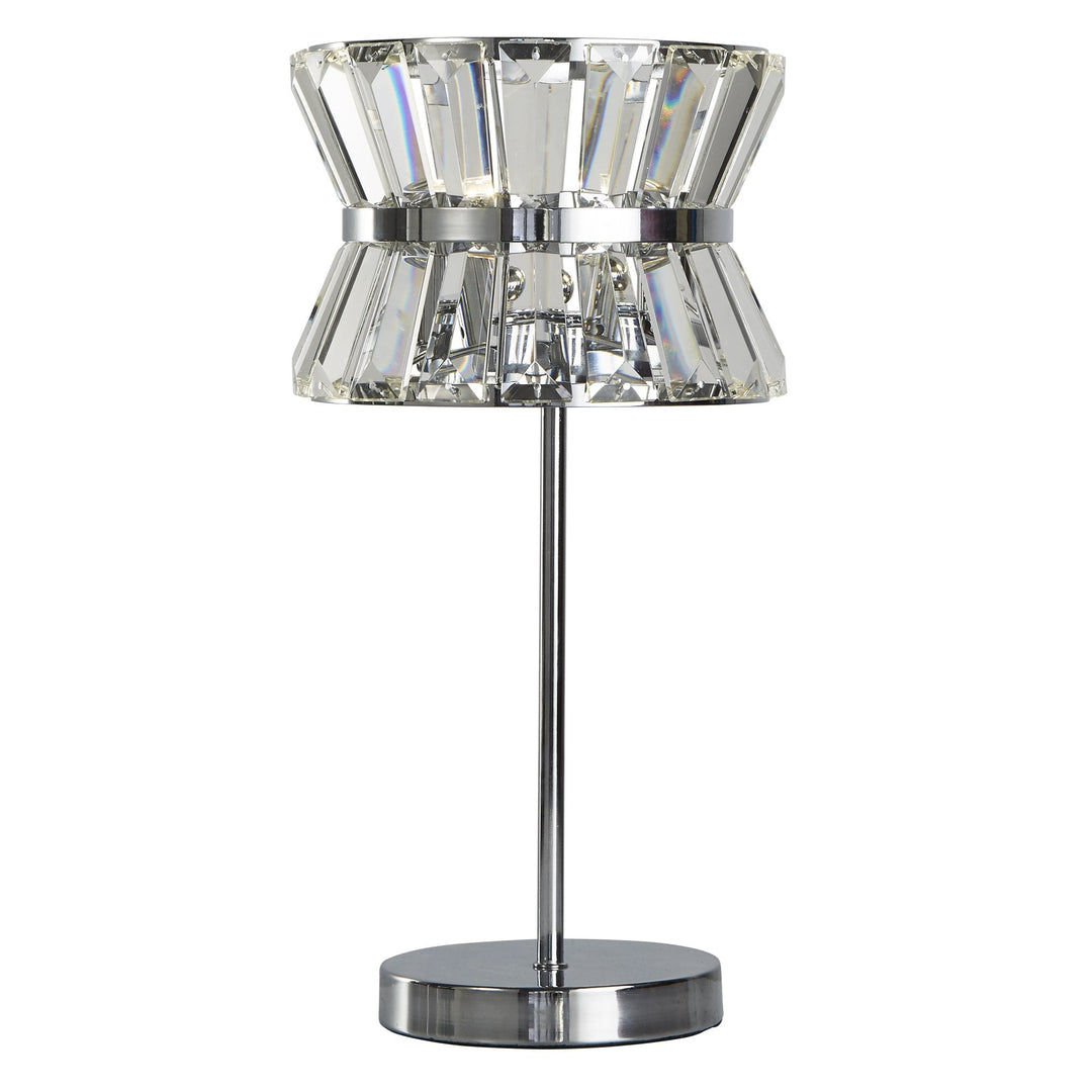 Searchlight 59411-2CC Uptown 2 Light Table Lamp Chrome Metal Clear Crystal
