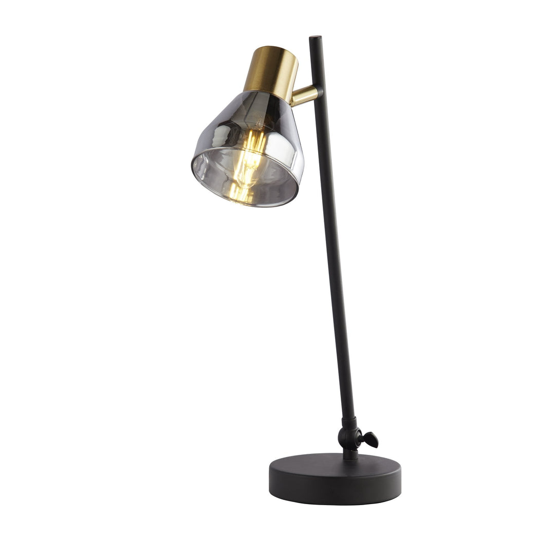 Searchlight 23802-1SM Westminster Table Lamp Black Satin Brass Metal Smoked