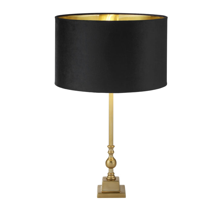 Searchlight 81214BK Whitby Table Lamp Antique Brass Metal Black Velvet Shade