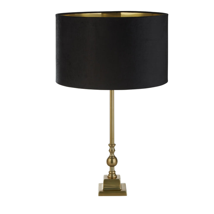 Searchlight 81214BK Whitby Table Lamp Antique Brass Metal Black Velvet Shade