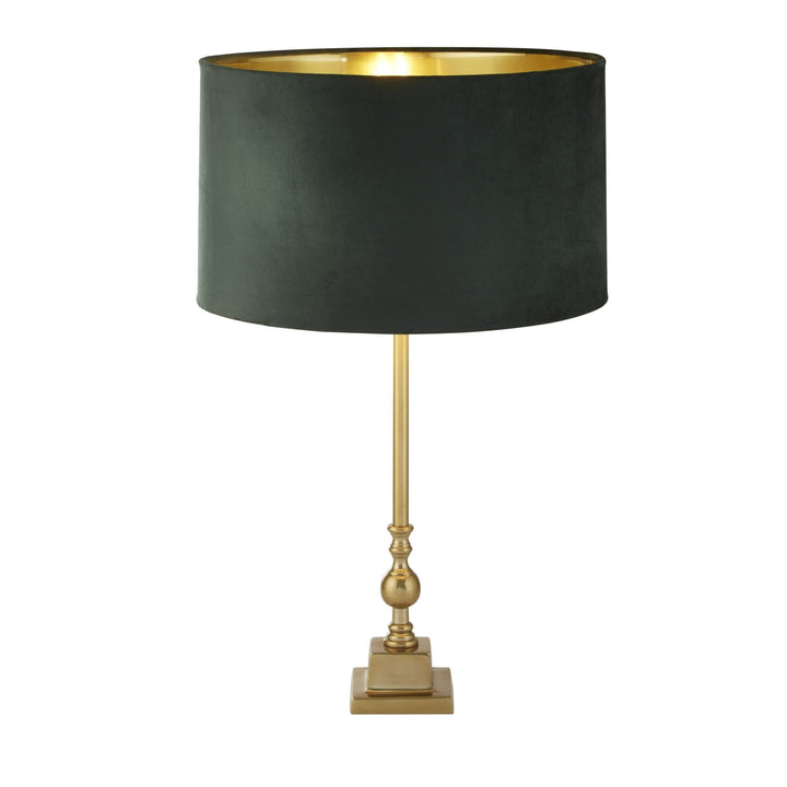 Searchlight 81214GR Whitby Table Lamp Antique Brass Metal Green Velvet Shade